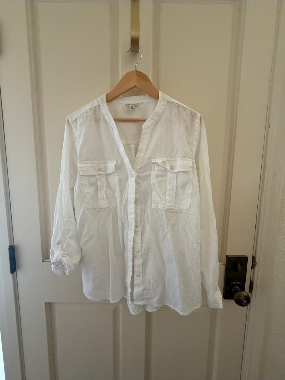 L.L. Bean White Organic Cotton Button Shirt